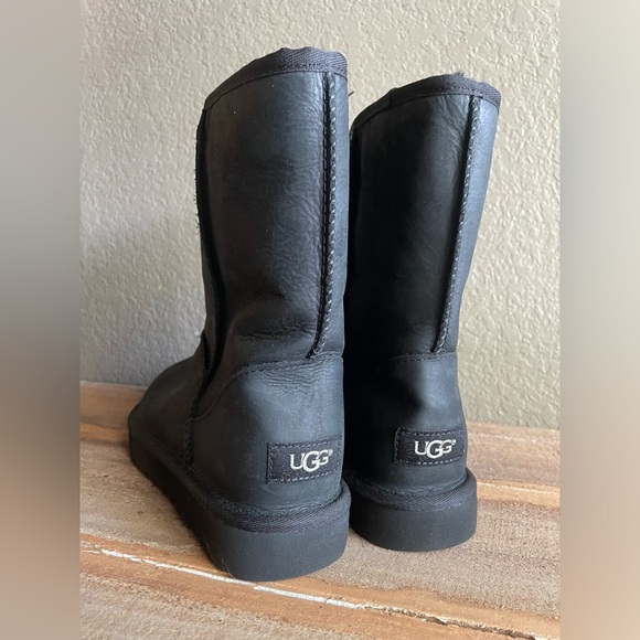 UGG Shoes - UGG Classic Short Black Waterproof Leather Sheepskin Boots Size US 8